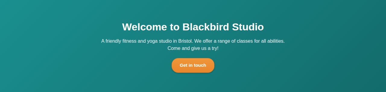 The current hero: a flat teal gradient with 'Welcome to Blackbird Studio'