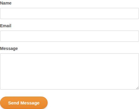 The contact form, which shows a browser thank-you but has no backend