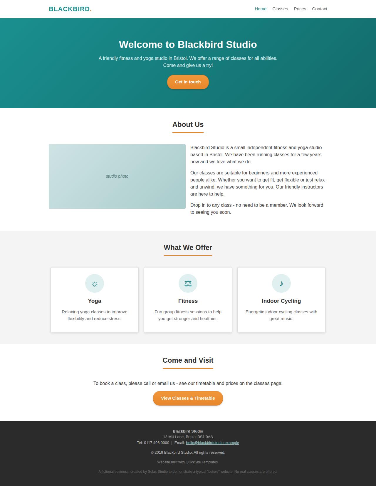 Desktop view of the home page